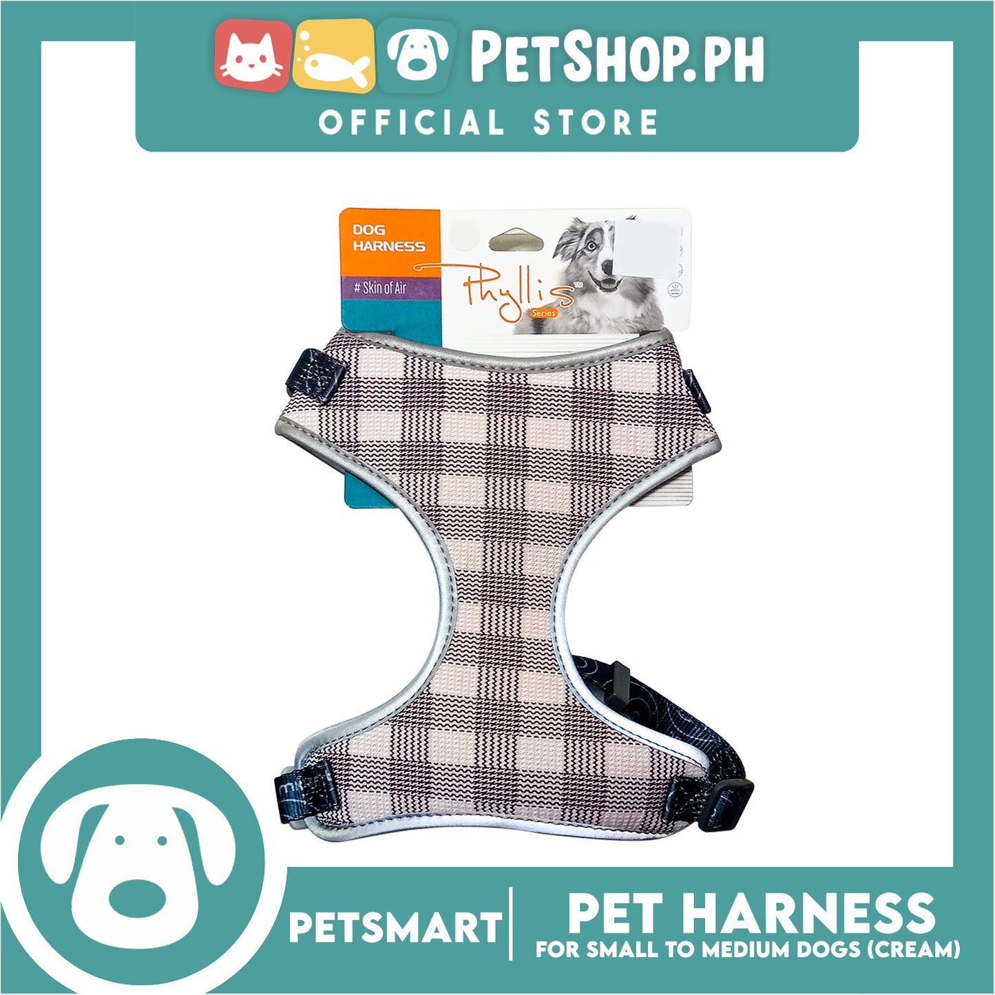 Pet Harness Premium Pattern Design (Cream) for Dogs Medium Size