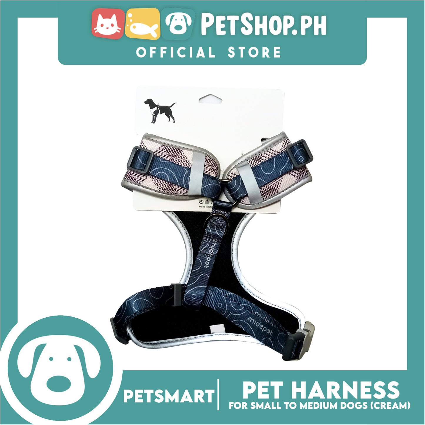 Pet Harness Premium Pattern Design (Cream) for Dogs Medium Size