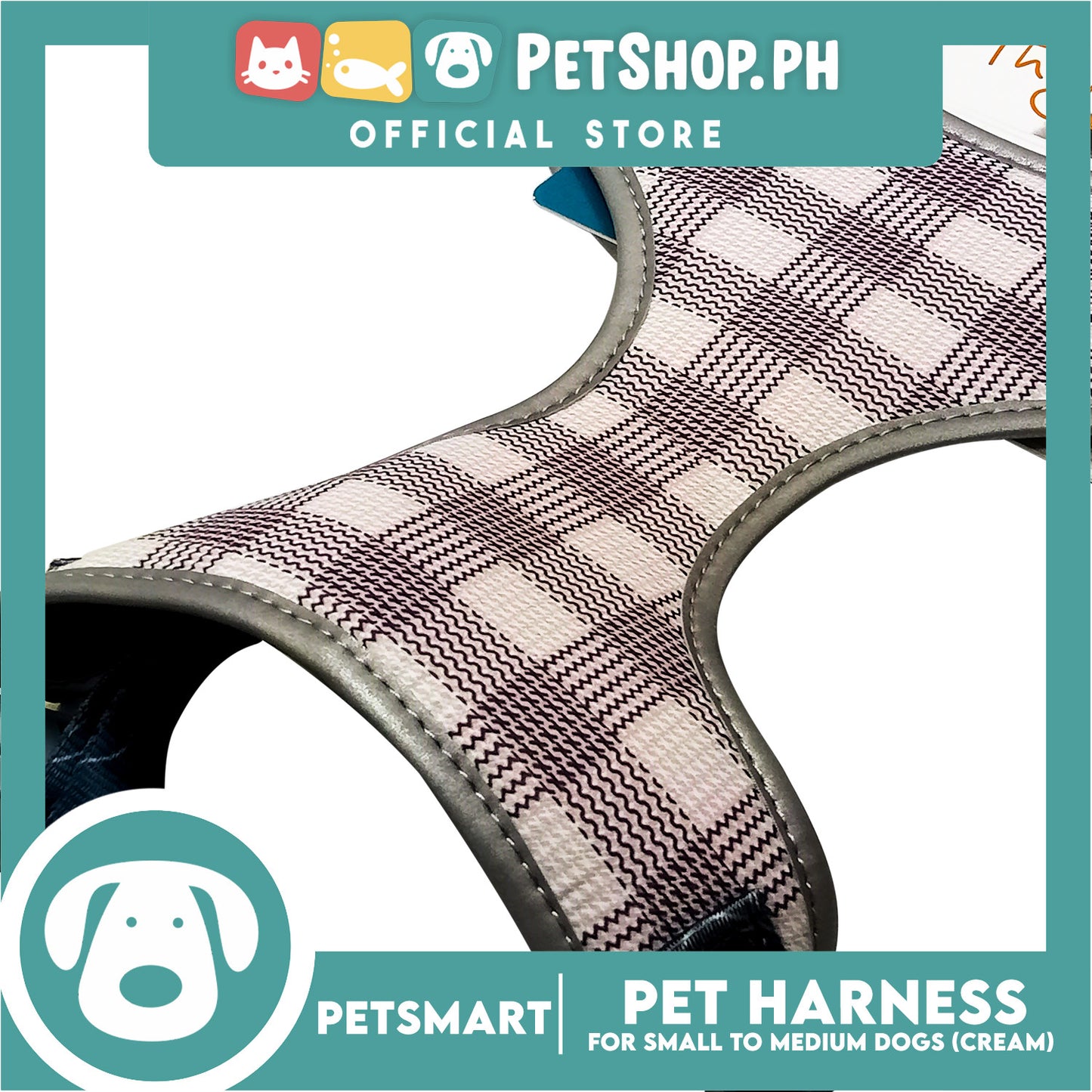 Pet Harness Premium Pattern Design (Cream) for Dogs Medium Size