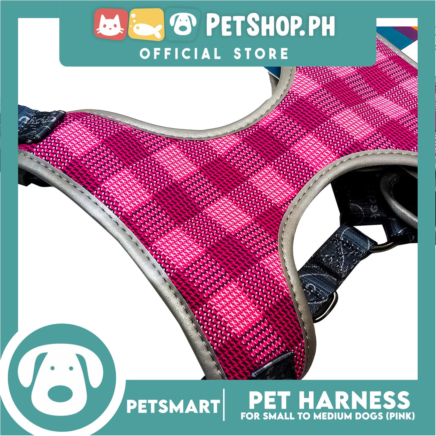 Pet Harness Premium Pattern Design (Pink) for Dogs Medium Size
