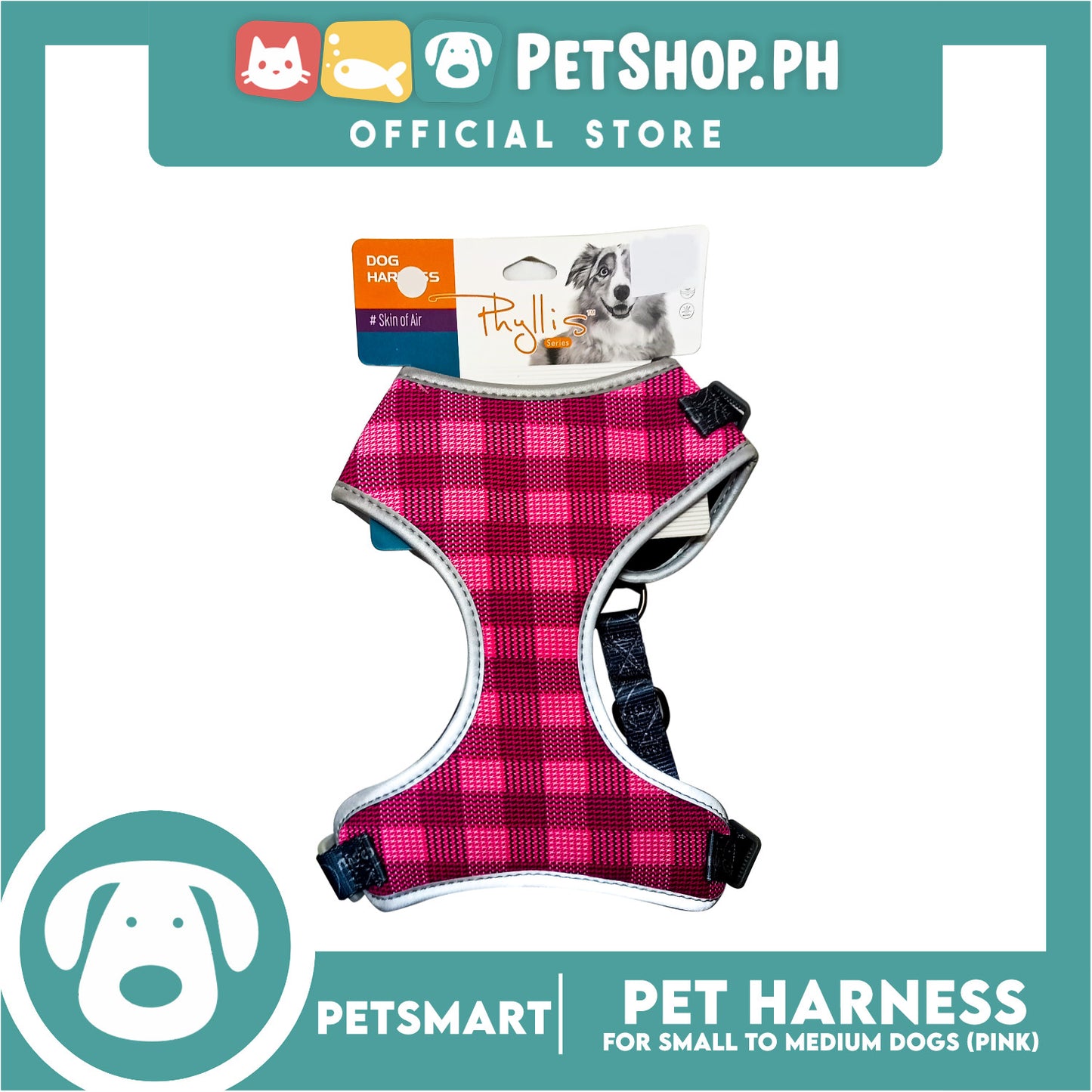 Pet Harness Premium Pattern Design (Pink) for Dogs Medium Size