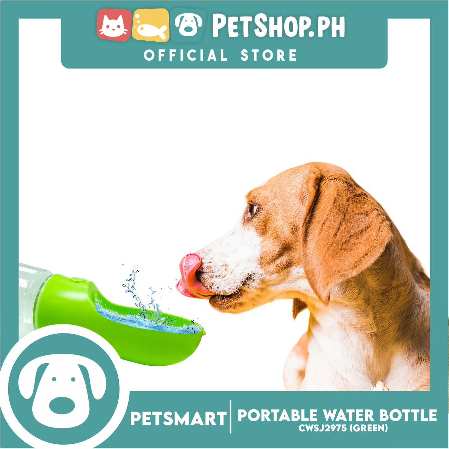 Pet Portable Drinking Cup Bottle Water Dispenser for Dogs CWSJ2975 (Green) 400ml