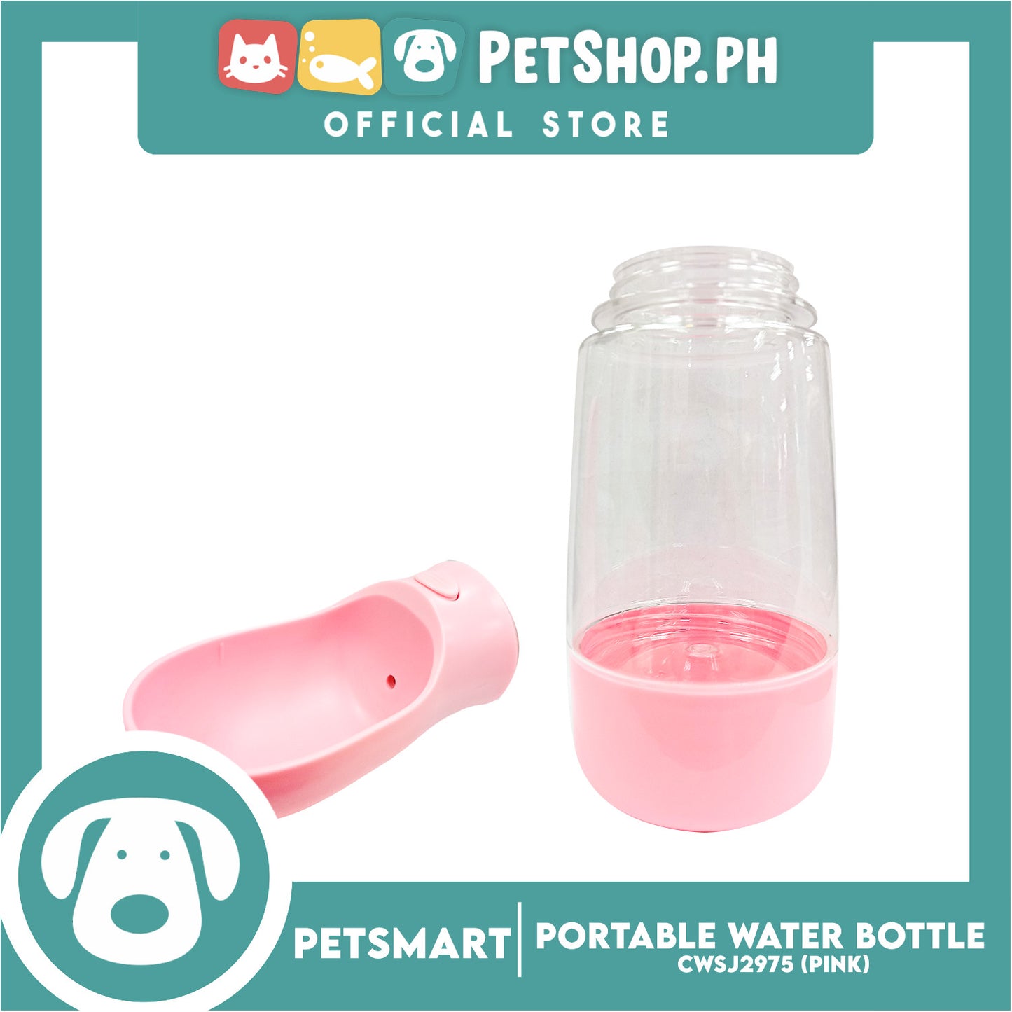 Pet Portable Drinking Cup Bottle Water Dispenser for Dogs CWSJ2975 (Pink) 400ml