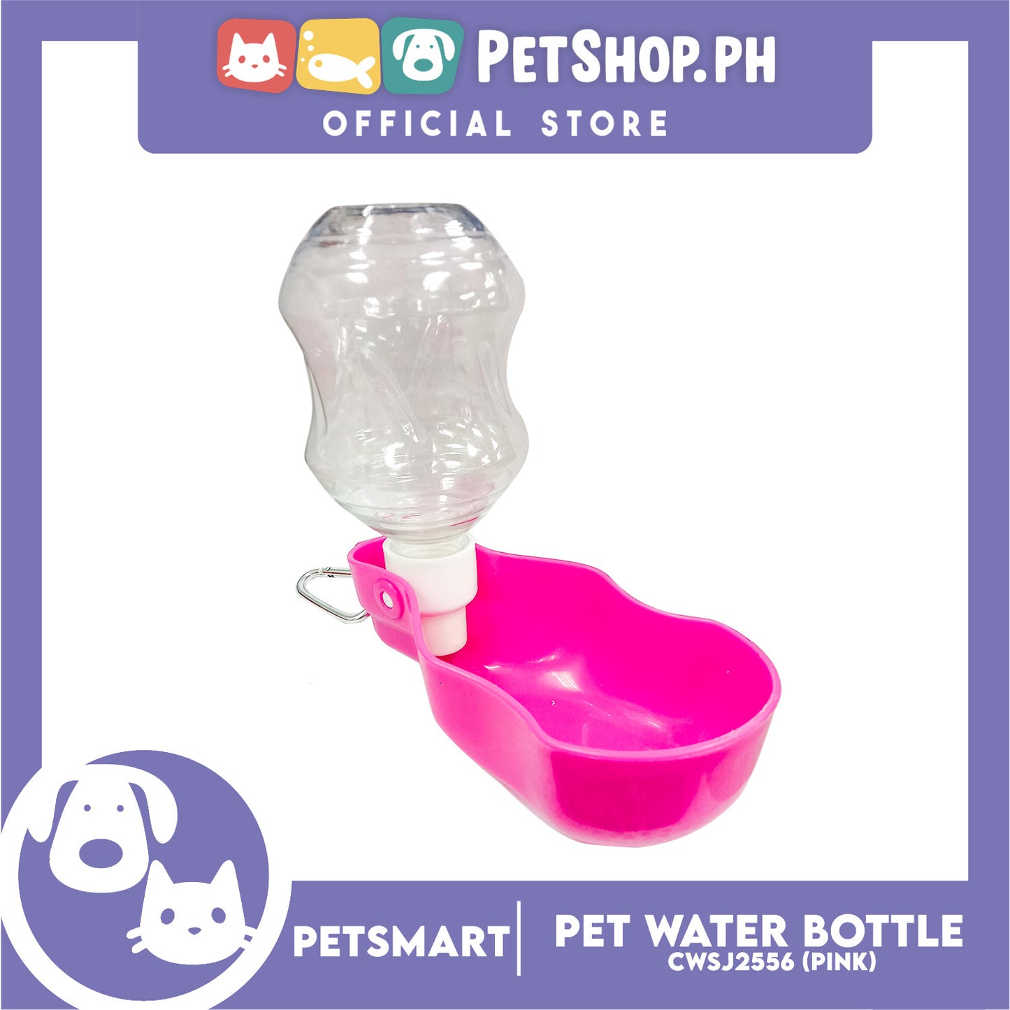 Pet Portable Drinking Cup Bottle Water Dispenser for Dogs Foldable CWSJ2556 (Pink)