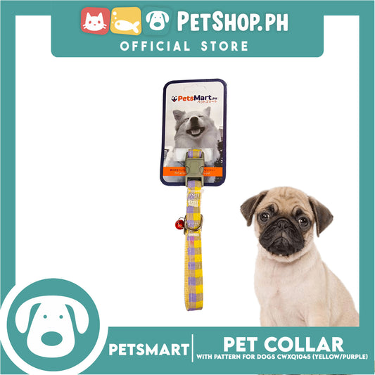 Pet Collar Pattern Design For Dogs (Yellow / Purple) with Bell CWXQ1045