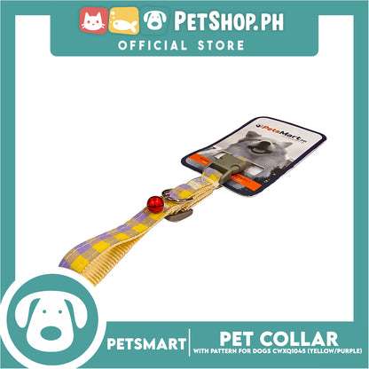 Pet Collar Pattern Design For Dogs (Yellow / Purple) with Bell CWXQ1045