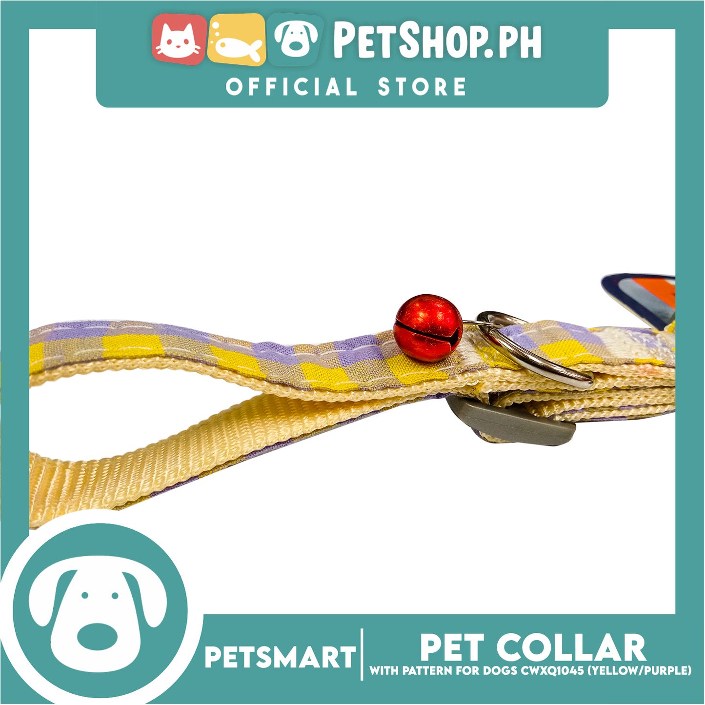Pet Collar Pattern Design For Dogs (Yellow / Purple) with Bell CWXQ1045