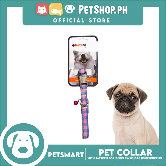 Pet Collar Pattern Design For Dogs (Pink / Purple) with Bell CWXQ1045