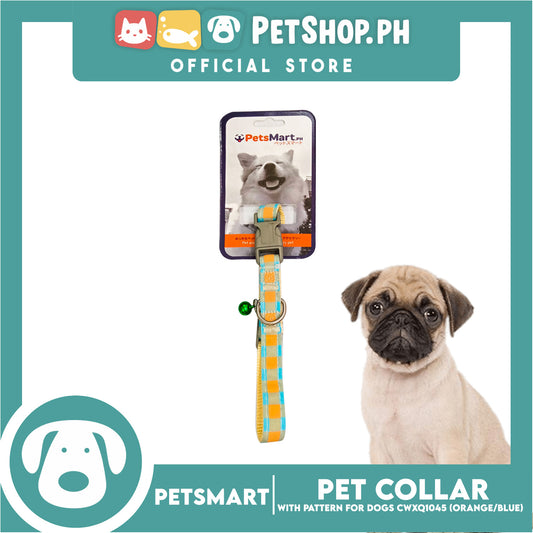 Pet Collar Pattern Design For Dogs (Orange / Blue) with Bell CWXQ1045