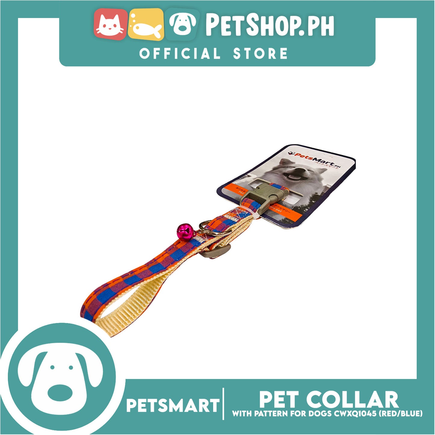 Pet Collar Pattern Design For Dogs (Red / Blue) with Bell CWXQ1045