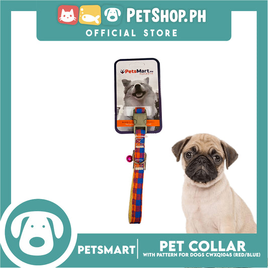 Pet Collar Pattern Design For Dogs (Red / Blue) with Bell CWXQ1045