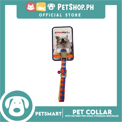 Pet Collar Pattern Design For Dogs (Red / Blue) with Bell CWXQ1045