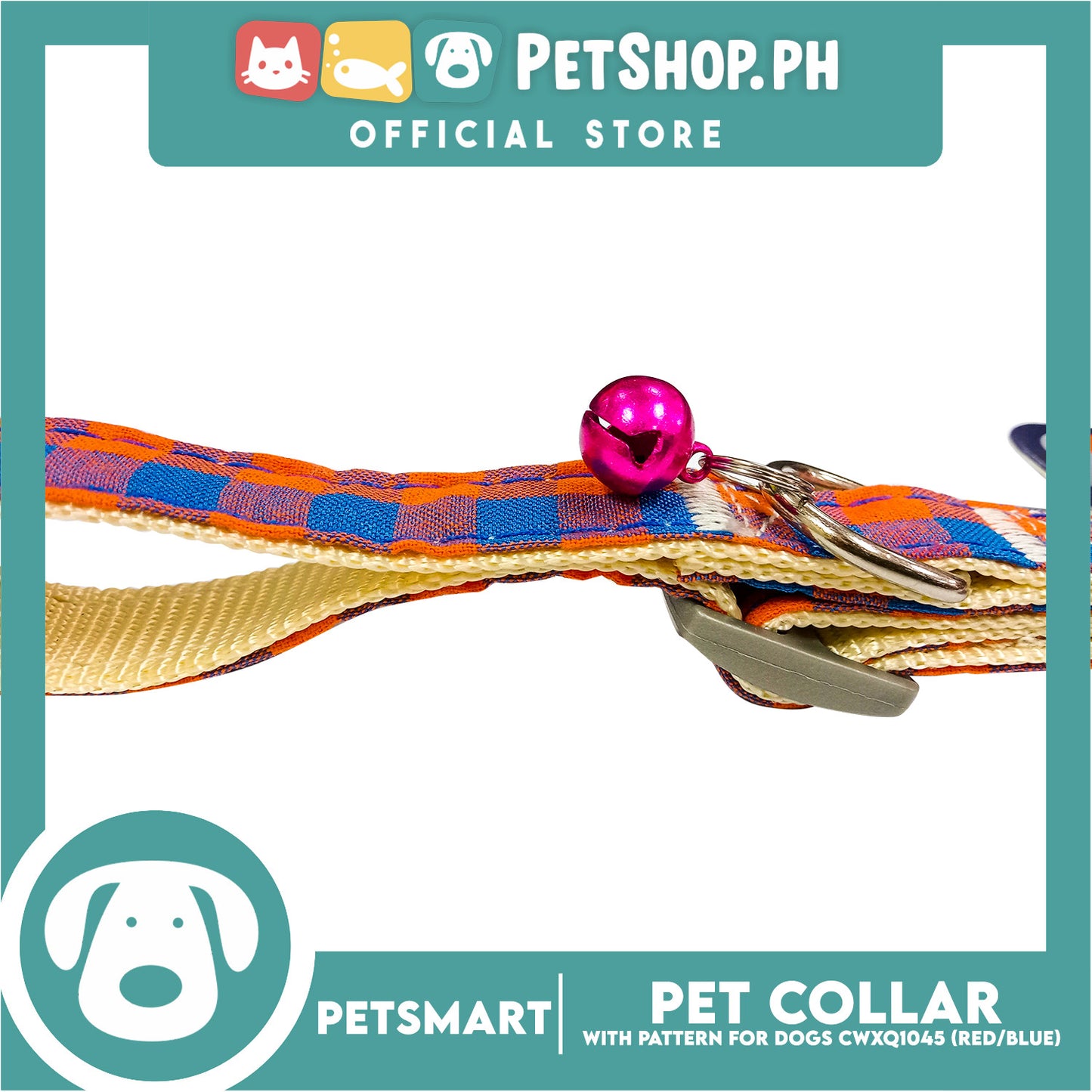 Pet Collar Pattern Design For Dogs (Red / Blue) with Bell CWXQ1045
