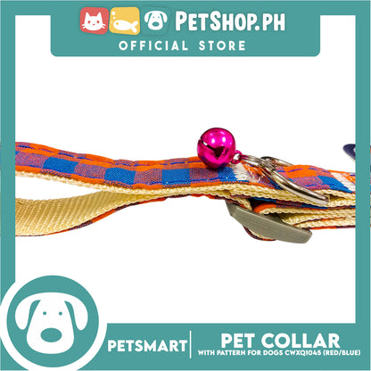 Pet Collar Pattern Design For Dogs (Red / Blue) with Bell CWXQ1045