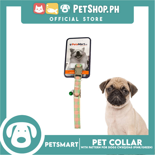 Pet Collar Pattern Design For Dogs (Pink/Green) with Bell CWXQ1045