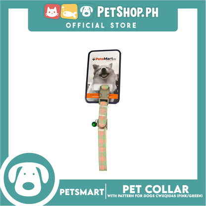 Pet Collar Pattern Design For Dogs (Pink/Green) with Bell CWXQ1045