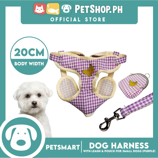 Pet Harness with Pouch and Leash for Small Dogs (Purple) QYS866