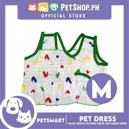 Pet Dress Heart Designs Green Piping Medium Size (CWYF1629) Clothes for cats and dogs