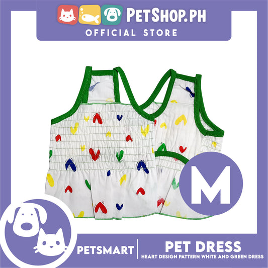 Pet Dress Heart Designs Green Piping Medium Size (CWYF1629) Clothes for cats and dogs