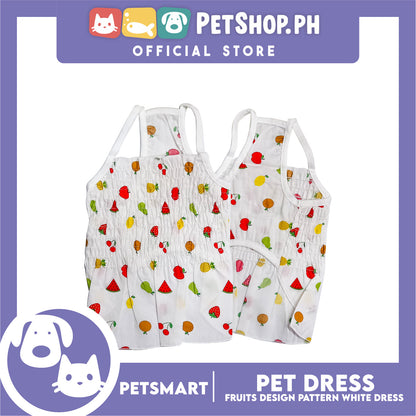 Pet Dress Fruits Designs White Dress Medium Size (CWYF1629) Clothes for cats and dogs