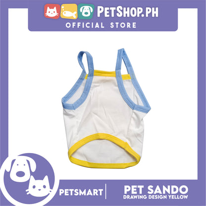 Pet Sando White Vacation Design Blue/Yellow Piping Medium Size (CWYF1868) Clothes for cats and dogs