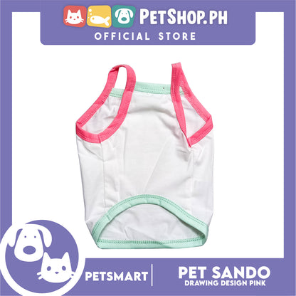 Pet Sando White Summer Print Design Pink/Blue Piping Large Size (CWYF1868) Clothes for cats and dogs