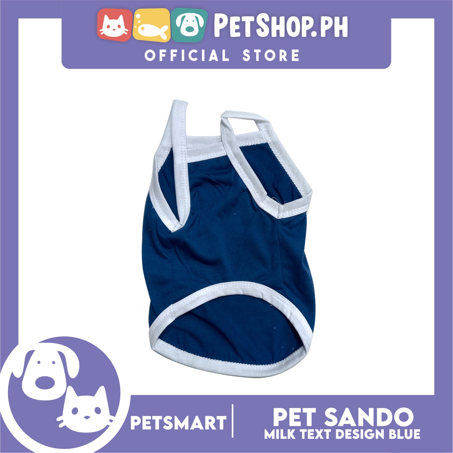 Pet Sando Blue Milk Text Print Medium Size (CWYF1915) for cats and dogs