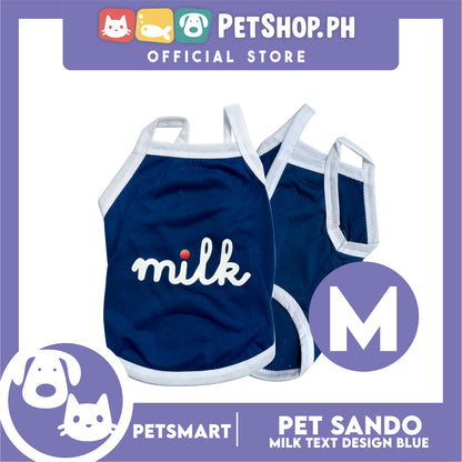 Pet Sando Blue Milk Text Print Medium Size (CWYF1915) for cats and dogs