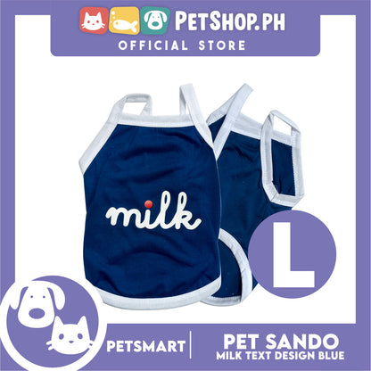 Pet Sando Blue Milk Text Print Large Size (CWYF1915) for cats and dogs