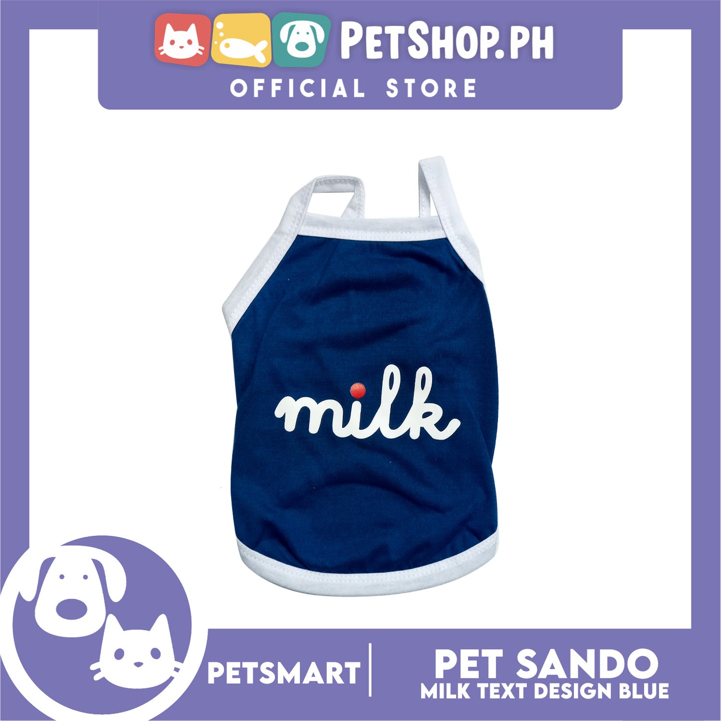 Pet Sando Blue Milk Text Print Large Size (CWYF1915) for cats and dogs