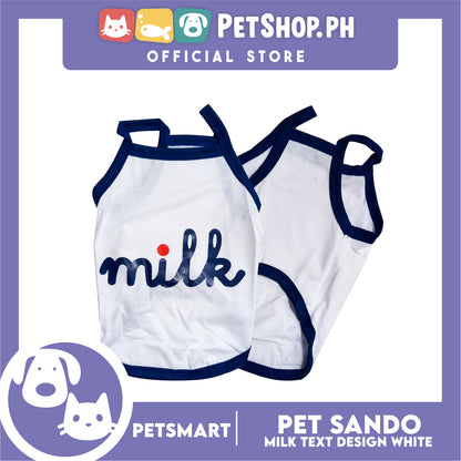 Pet Sando White Milk Text Print Medium Size (CWYF1915) for cats and dogs