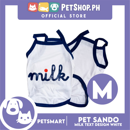 Pet Sando White Milk Text Print Medium Size (CWYF1915) for cats and dogs