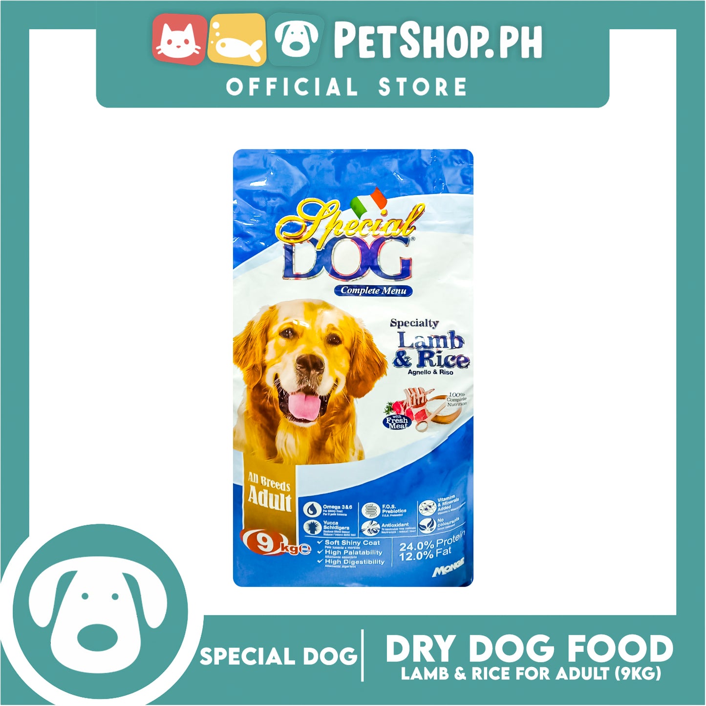 Special Dog Lamb and Rice with Fresh Meat for All Breeds Adult 9kg