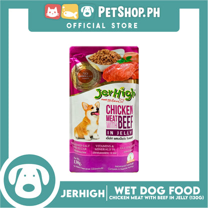 Jerhigh Chicken Meat with Beef in Jelly 130g Dog Food