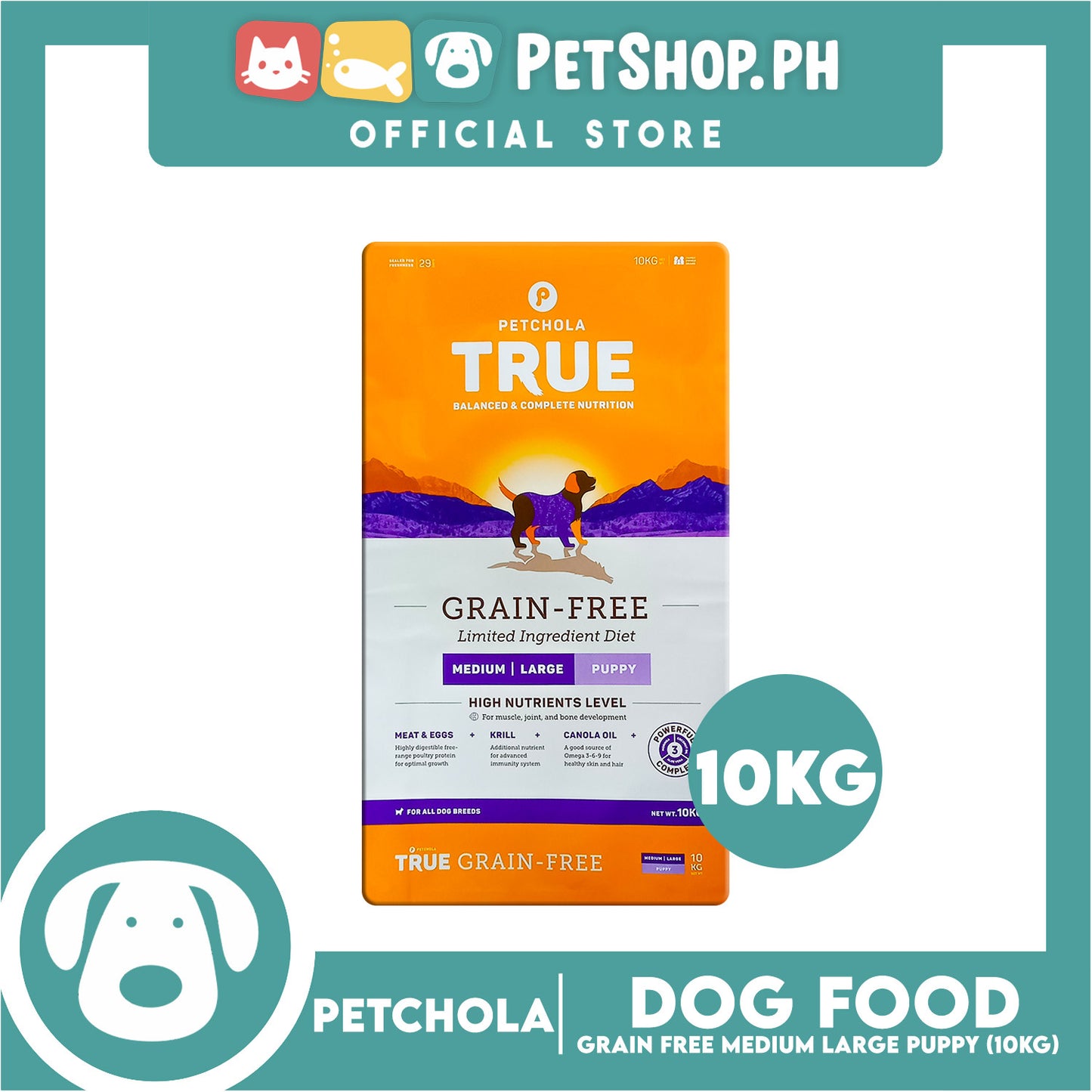 Petchola True Grain Free Medium to Large Breeds (Puppy) Dog Food 10kg