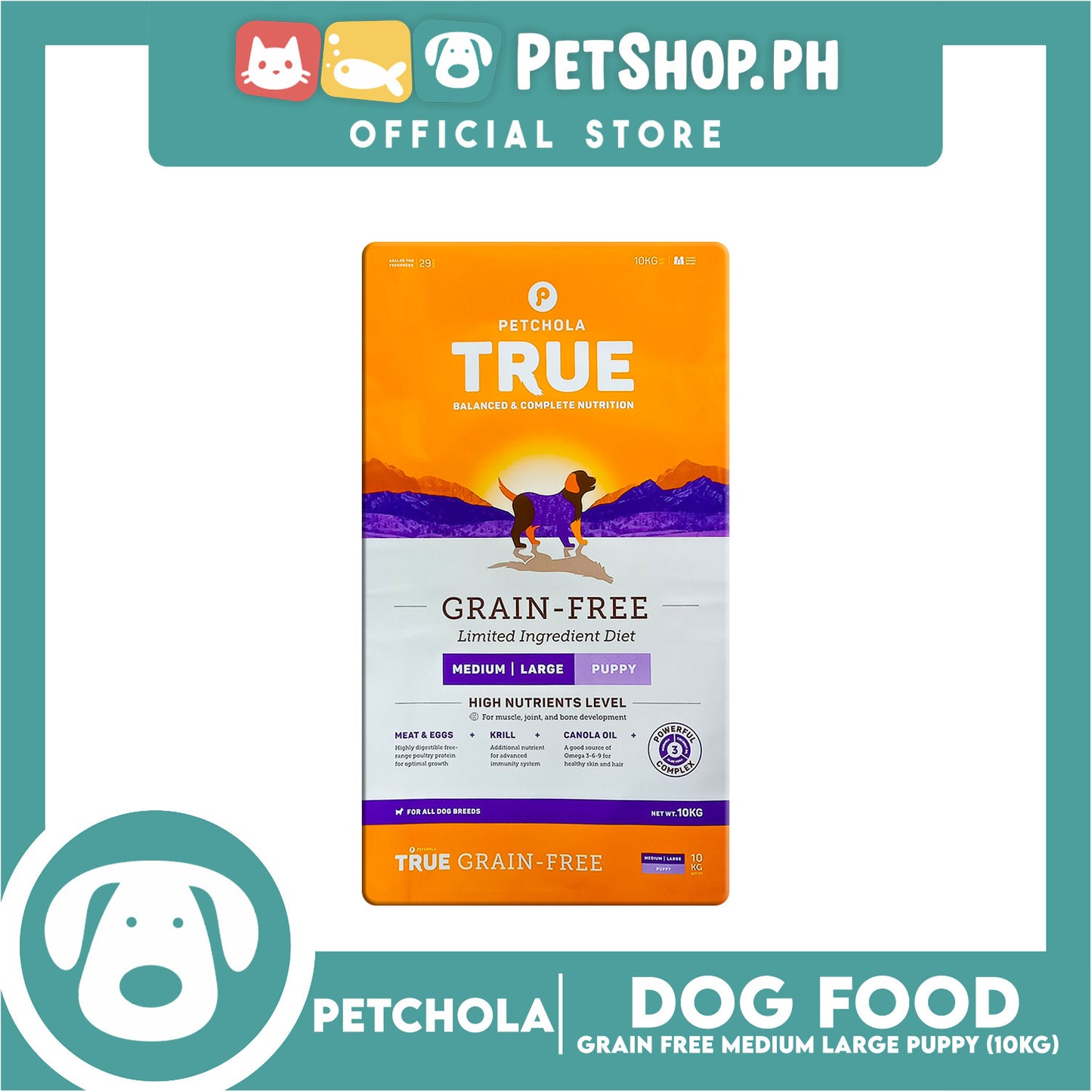 Petchola True Grain Free Medium to Large Breeds (Puppy) Dog Food 10kg