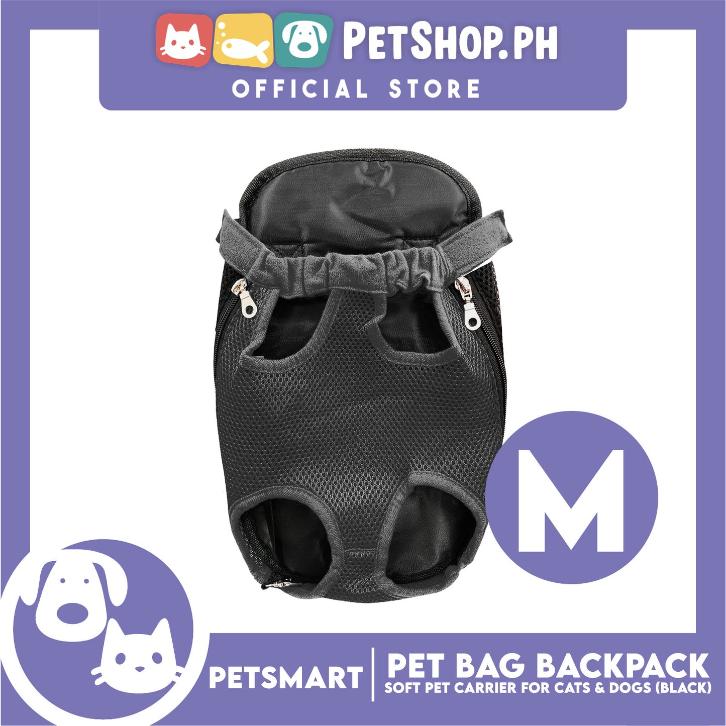 Pet Bag Backpack, Soft Pet Carrier for Cats and Dogs, Black Color (Medium)