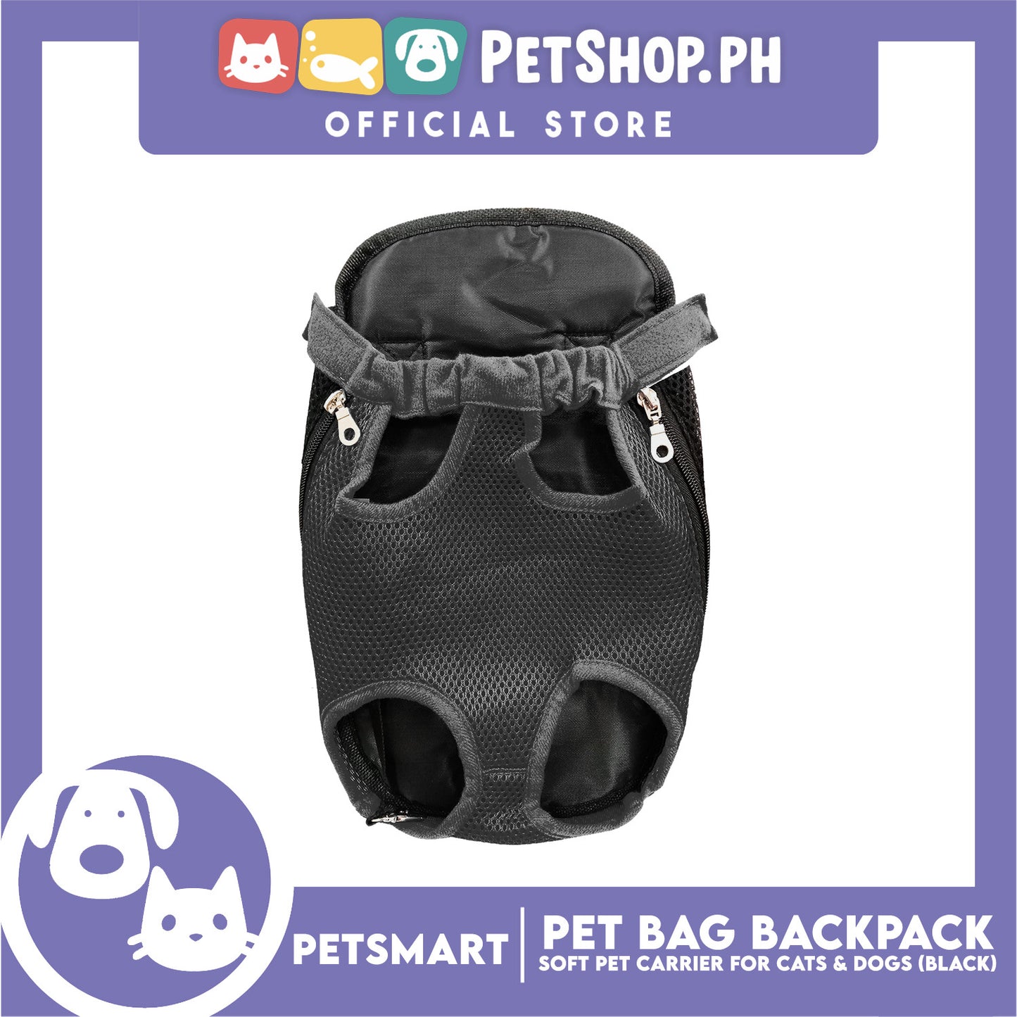 Pet Bag Backpack, Soft Pet Carrier for Cats and Dogs, Black Color (Medium)