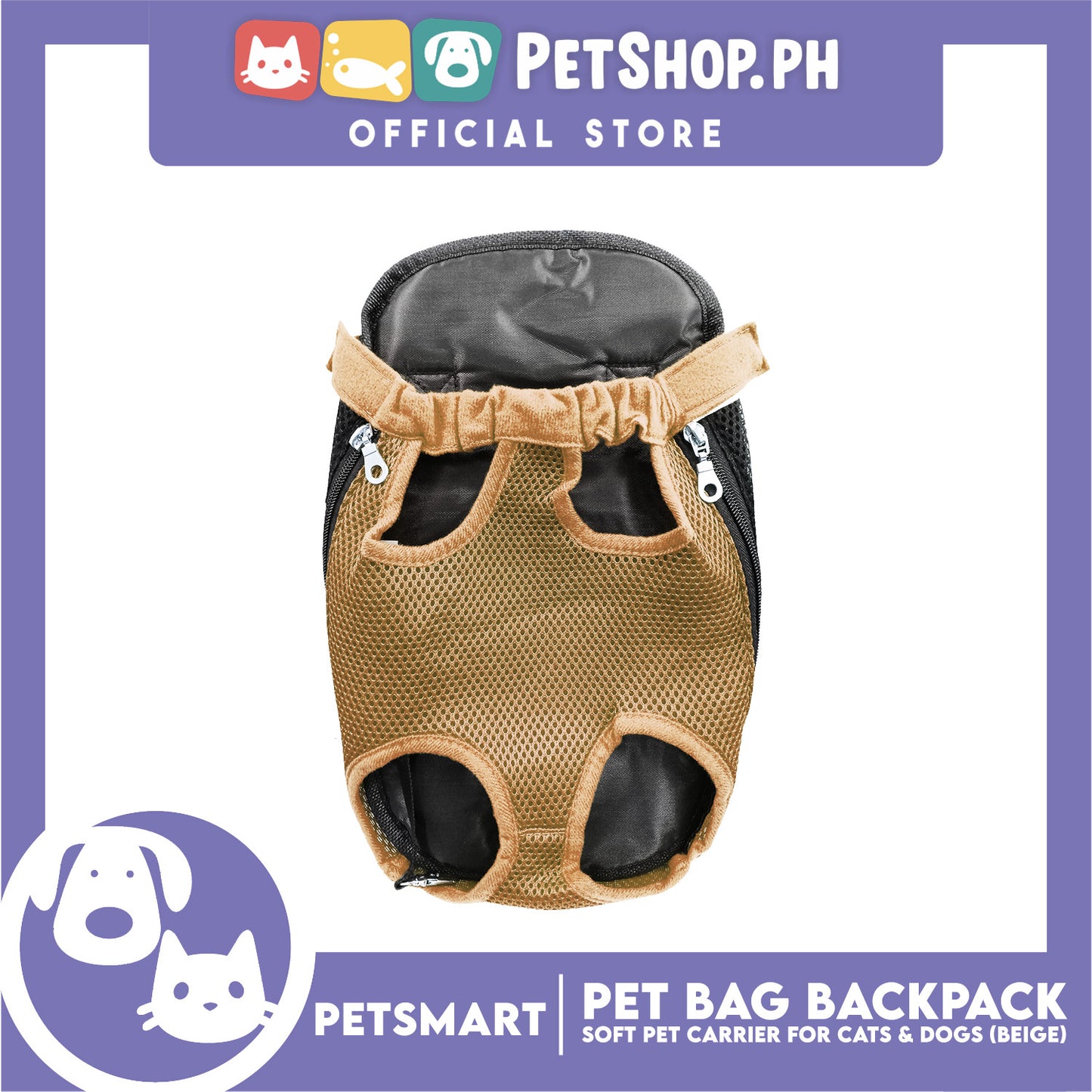 Pet Bag Backpack, Soft Pet Carrier for Cats and Dogs, Beige Color (Medium)