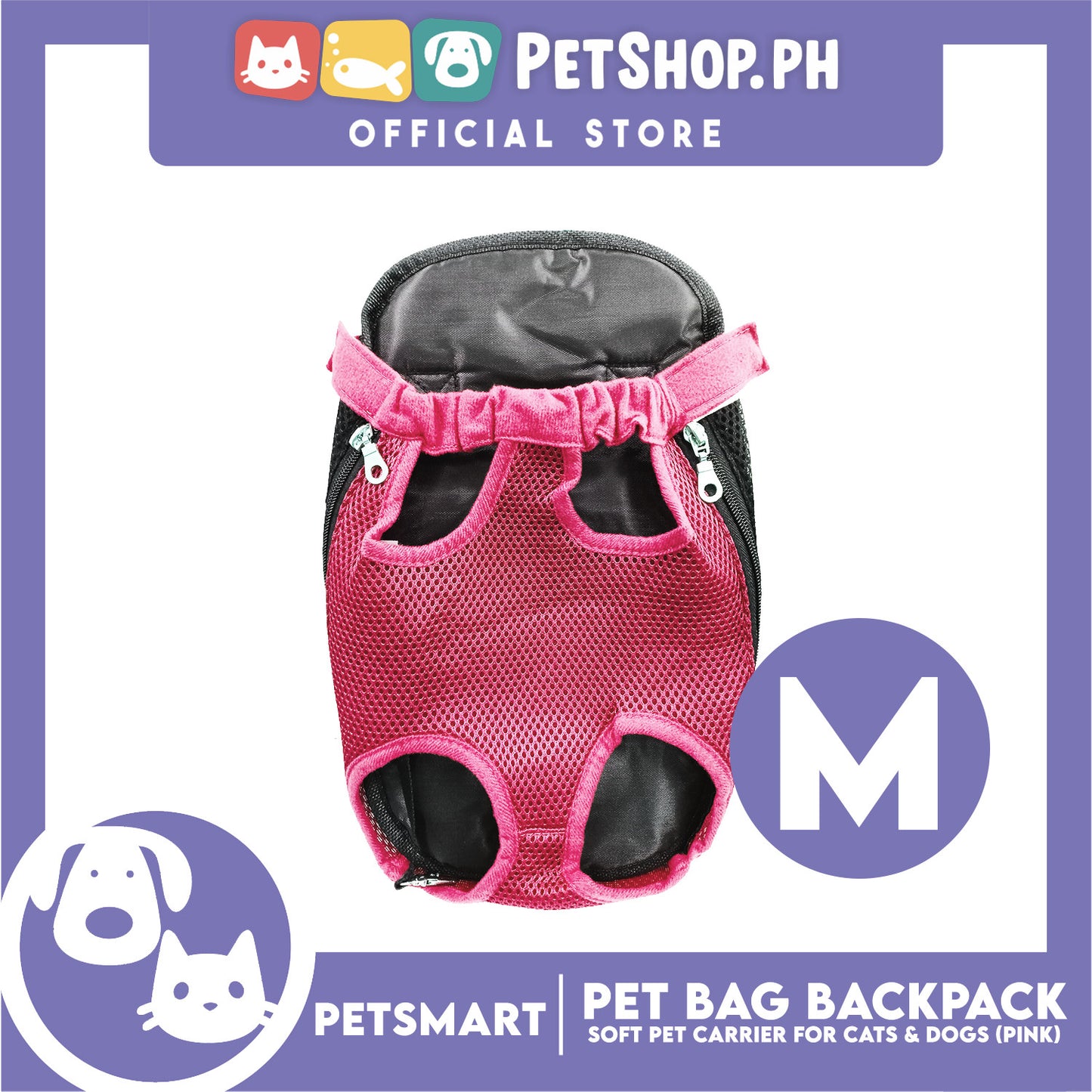 Pet Bag Backpack, Soft Pet Carrier for Cats and Dogs, Pink Color (Medium)