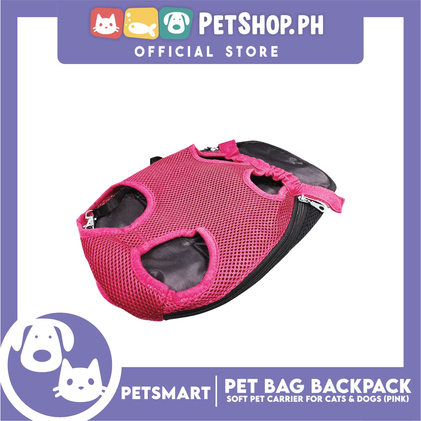 Pet Bag Backpack, Soft Pet Carrier for Cats and Dogs, Pink Color (Medium)