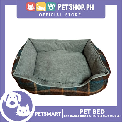 Pet Bed Cat Dog Bed Washable Gingham Black (Small) with removable cushion