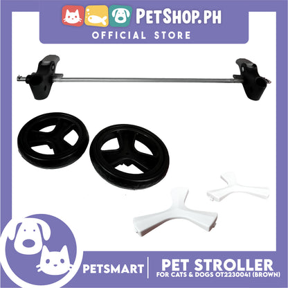Pet Stroller 3 Wheels for Cats and Dogs, Brown Color (OT2230041) 36cm x 73cm x 105cm