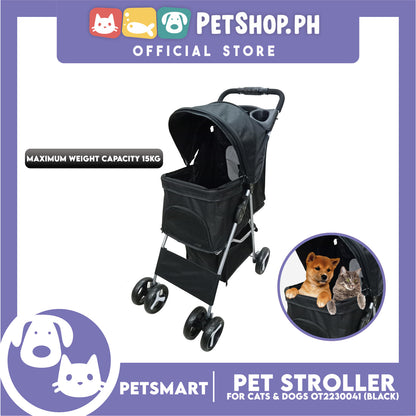 Pet Stroller 4 Wheels for Cats and Dogs, Black Color (OT2230042) 36cm x 82cm x 105cm