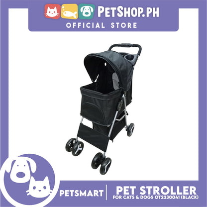 Pet Stroller 4 Wheels for Cats and Dogs, Black Color (OT2230042) 36cm x 82cm x 105cm