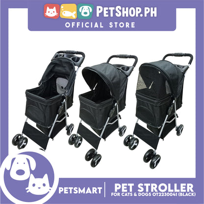 Pet Stroller 4 Wheels for Cats and Dogs, Black Color (OT2230042) 36cm x 82cm x 105cm