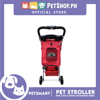 Pet Stroller 4 Wheels for Cats and Dogs, Red Color (OT2230042) 36cm x 82cm x 105cm