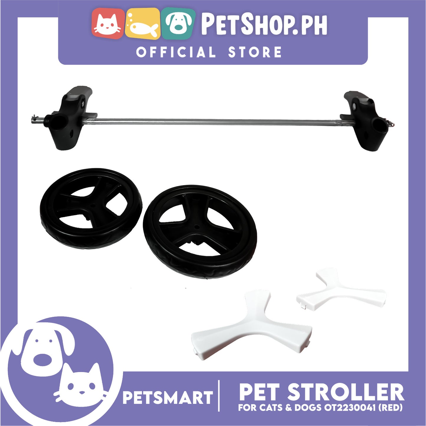 Pet Stroller 4 Wheels for Cats and Dogs, Red Color (OT2230042) 36cm x 82cm x 105cm