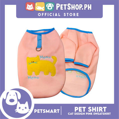 Pet Shirt Pink Sweat Shirt Cat Design (Medium) for Cats and Dogs