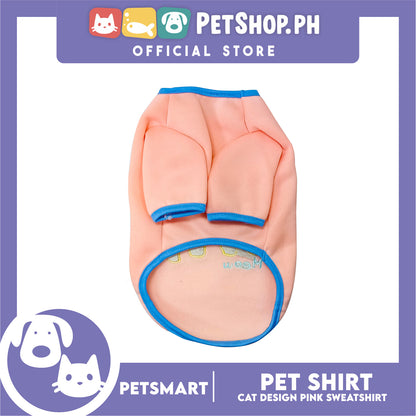 Pet Shirt Pink Sweat Shirt Cat Design (Medium) for Cats and Dogs